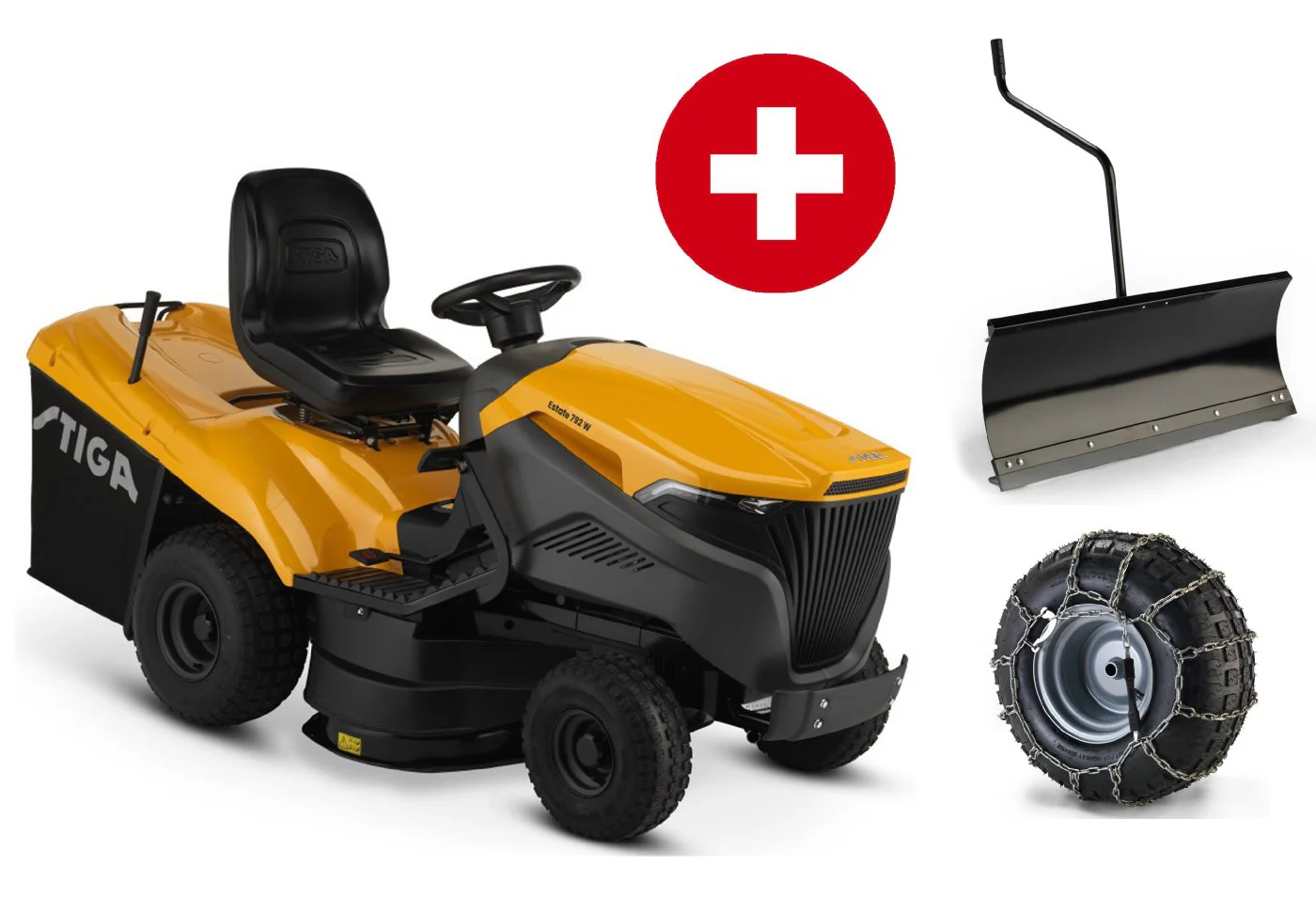 STIGA Rasentraktor Estate 792 W – Winterpaket mit Schneeschild & Schneeketten